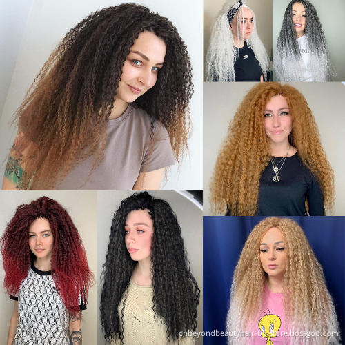 Ombre Synthetic Crochet Braiding Hair Extensions Marley Hair for Women Afro Curls Synthetic Crochet Afro Hair Yaki Kinky Curly